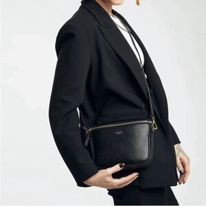 Mina Baie Black Leather Fanny Crossbody 1.0 version